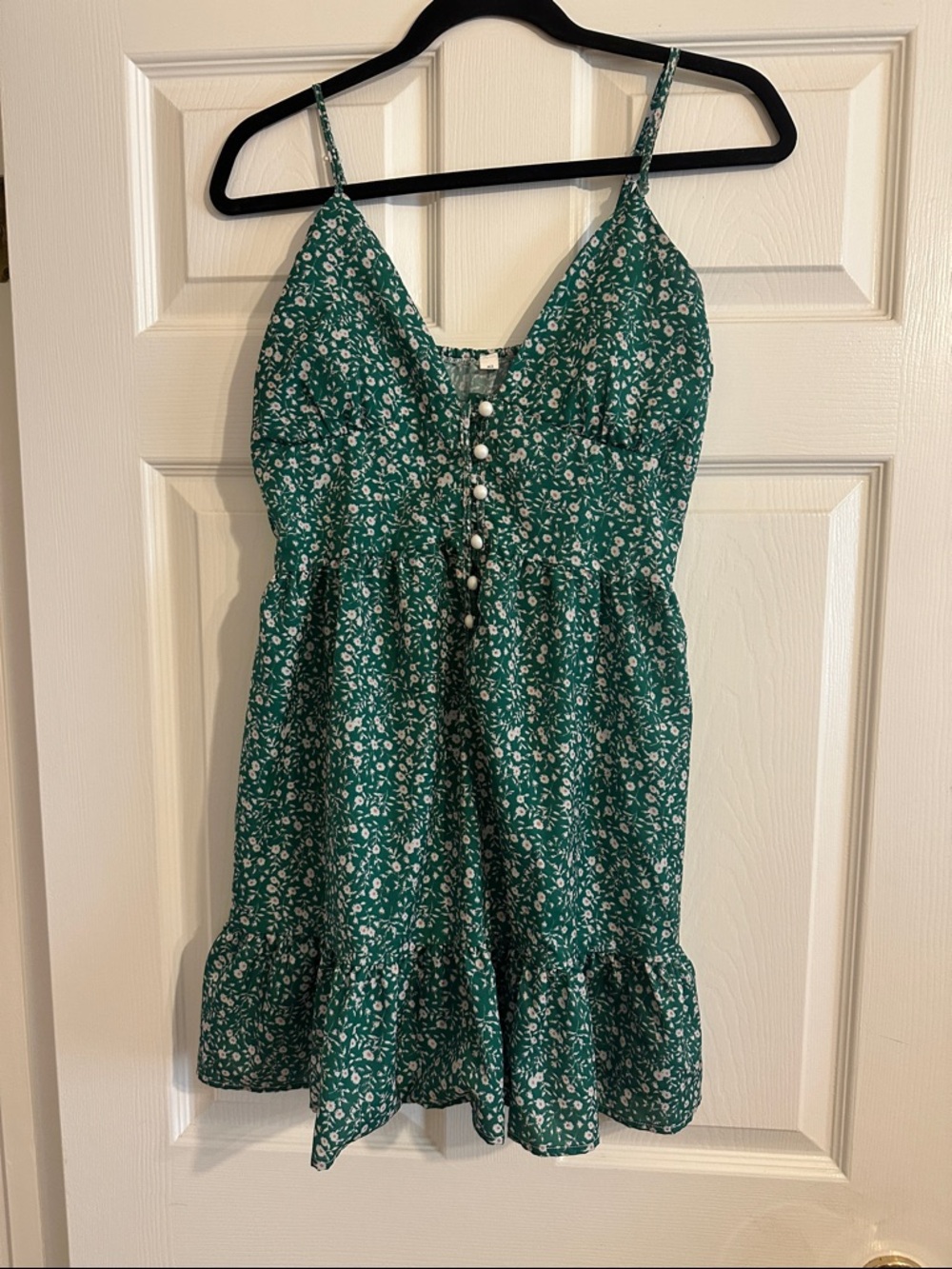 Green Spring Floral Spaghetti Strap Mini Sundress